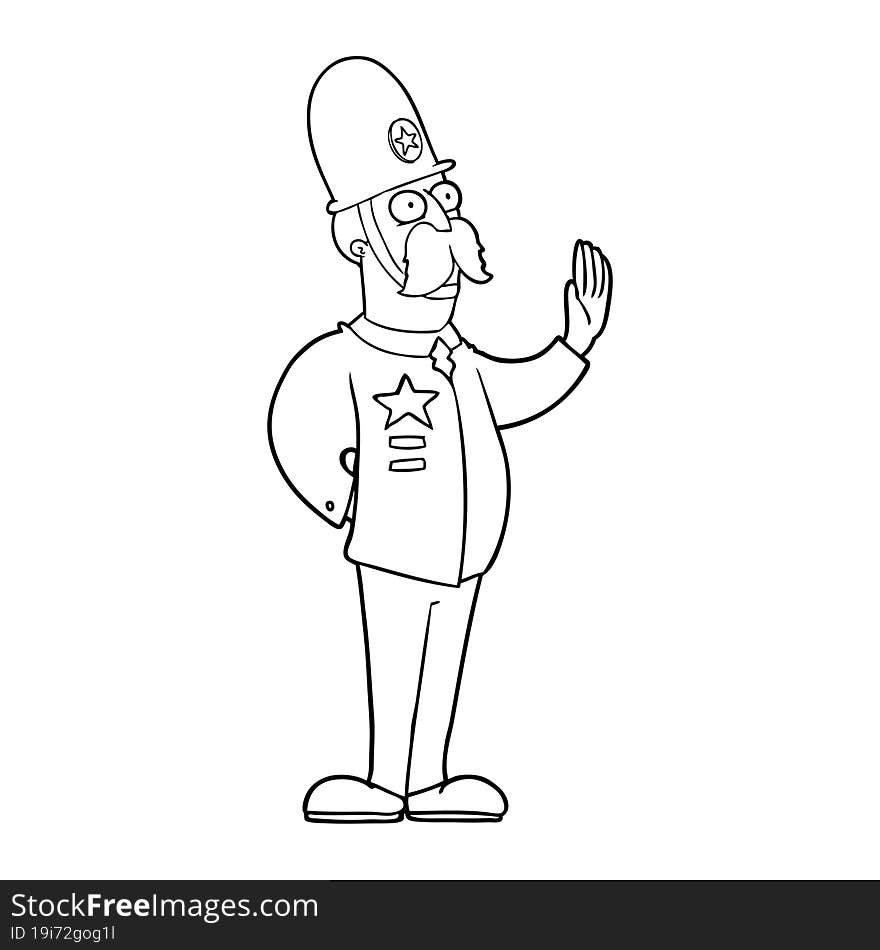 cartoon policeman making stop gesture. cartoon policeman making stop gesture