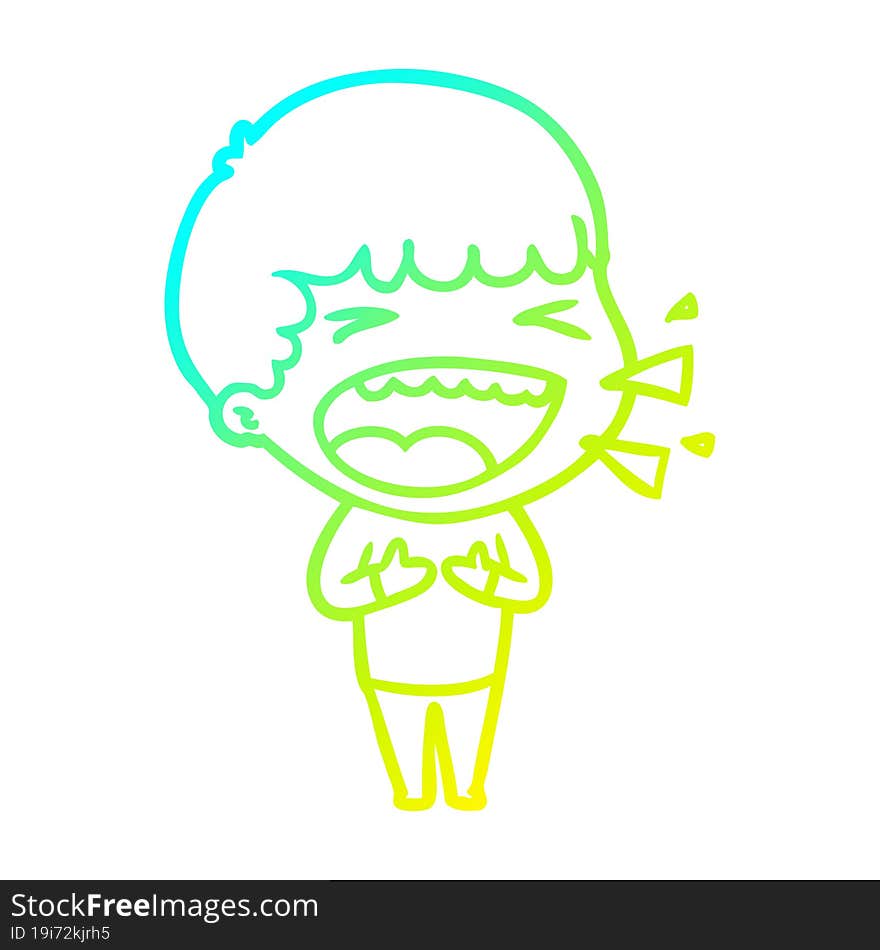 Cold Gradient Line Drawing Cartoon Laughing Man