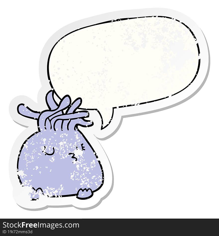 cartoon sea anemone and speech bubble distressed sticker