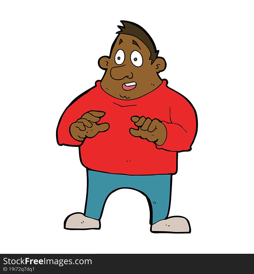 cartoon excited overweight man