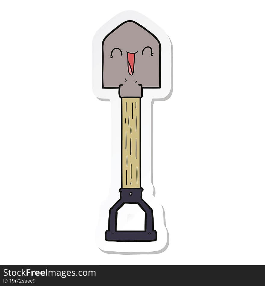 sticker of a cartoon shovel