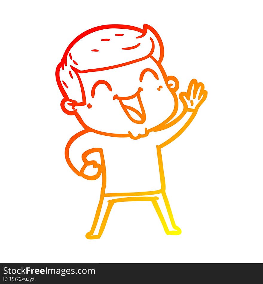 warm gradient line drawing of a cartoon man laughing