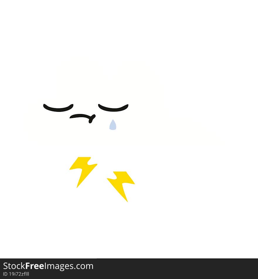 Flat Color Retro Cartoon Thunder Cloud