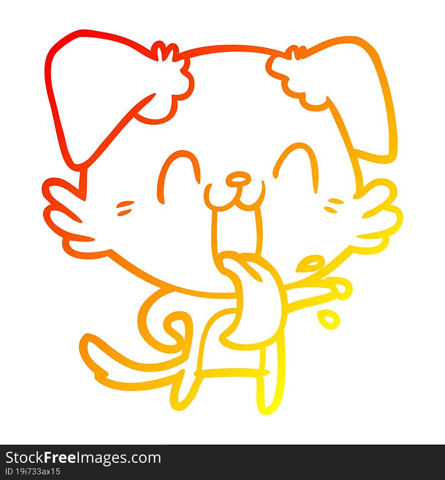 warm gradient line drawing cartoon panting dog