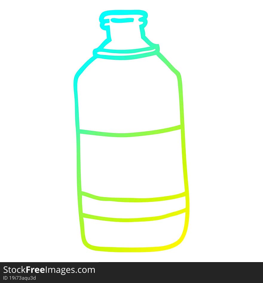 cold gradient line drawing of a cartoon old green bottle