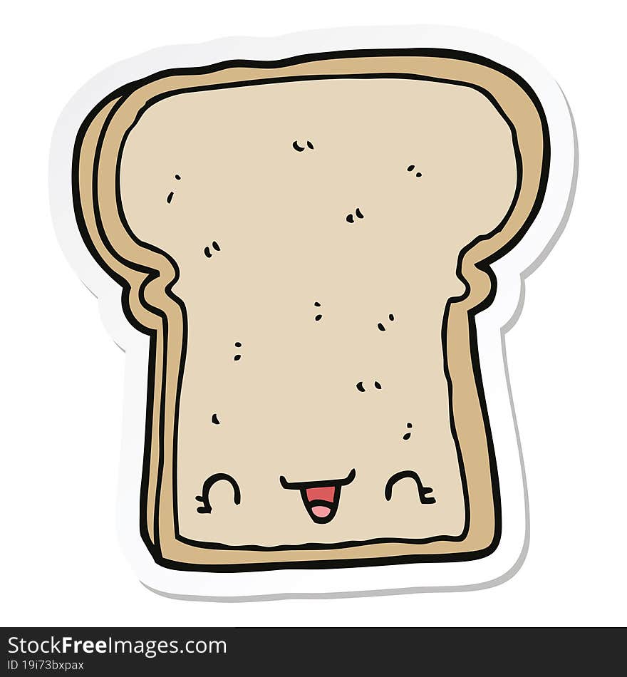 sticker of a cute cartoon slice of bread