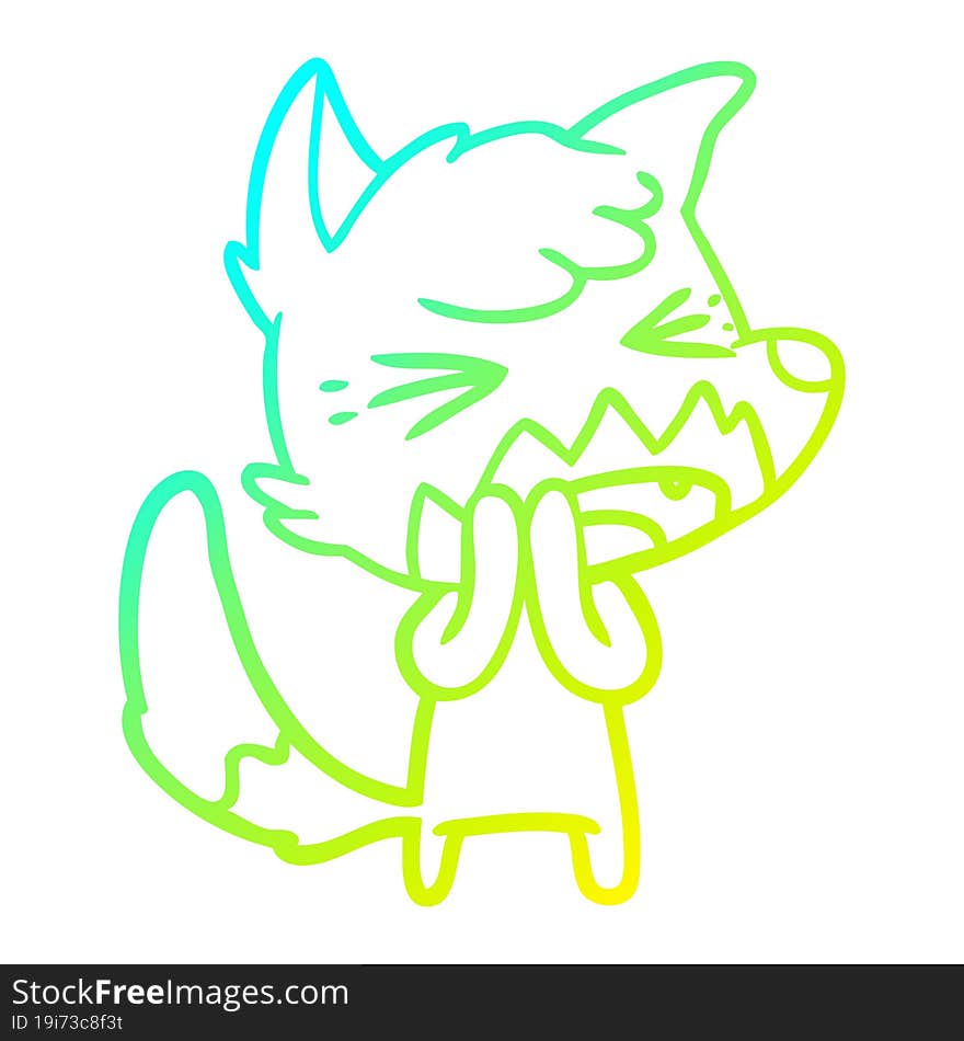 cold gradient line drawing angry cartoon fox