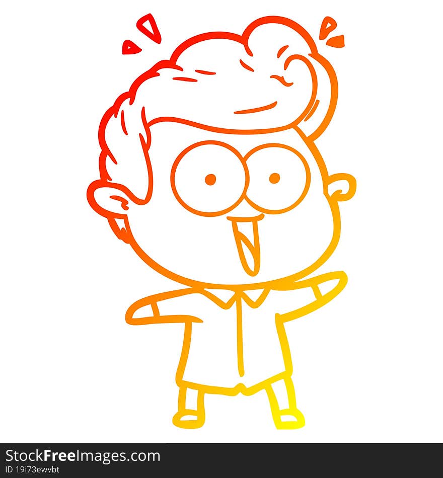 warm gradient line drawing cartoon excited man