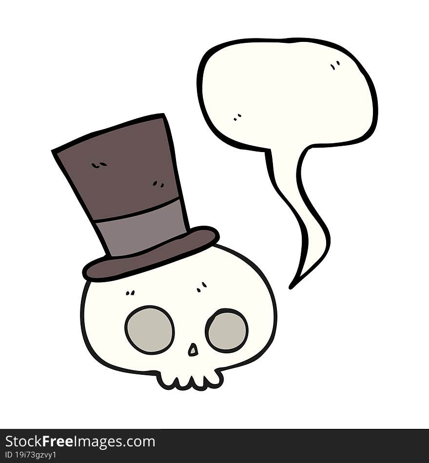 speech bubble cartoon skull wearing top hat