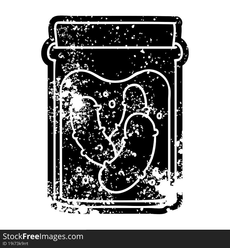 Grunge Icon Drawing Jar Of Pickled Gherkins