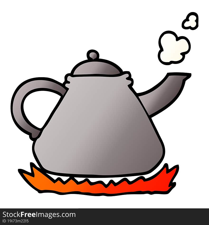 vector gradient illustration cartoon kettle on stove