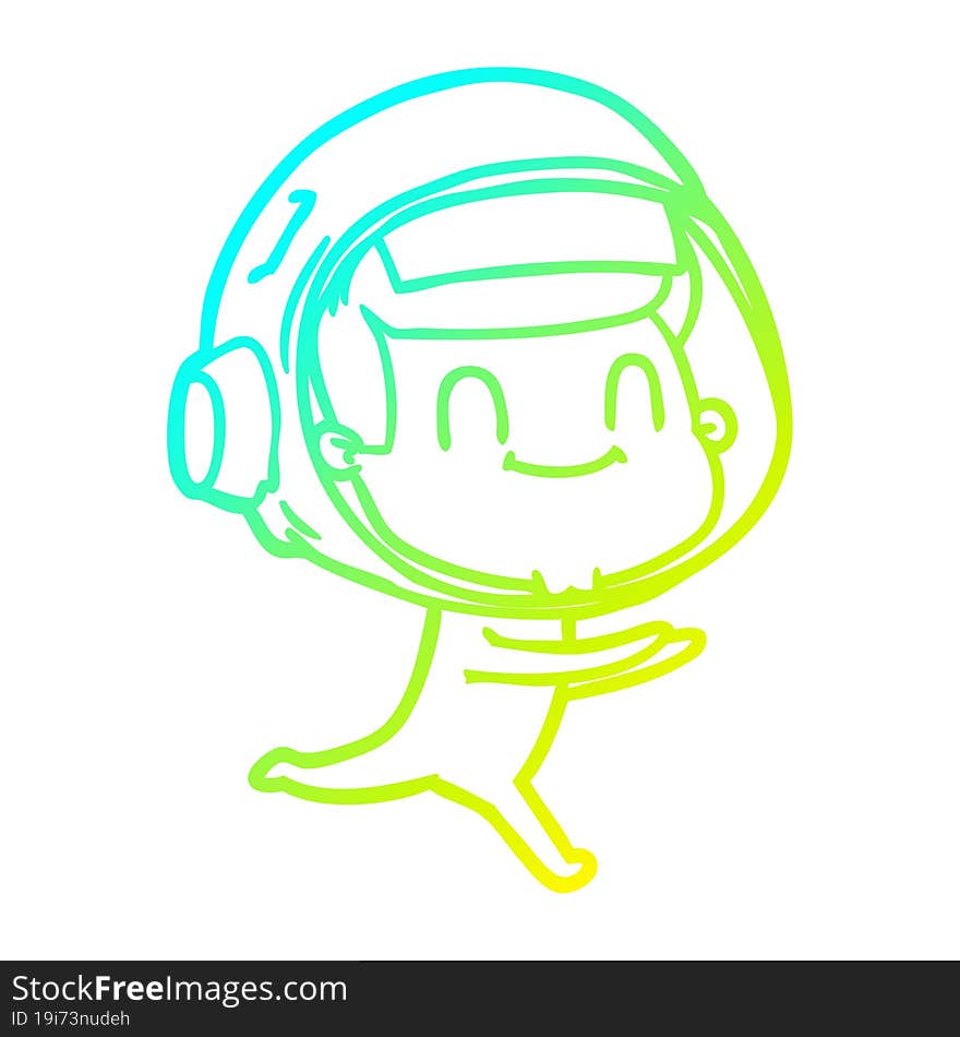 cold gradient line drawing happy cartoon astronaut man