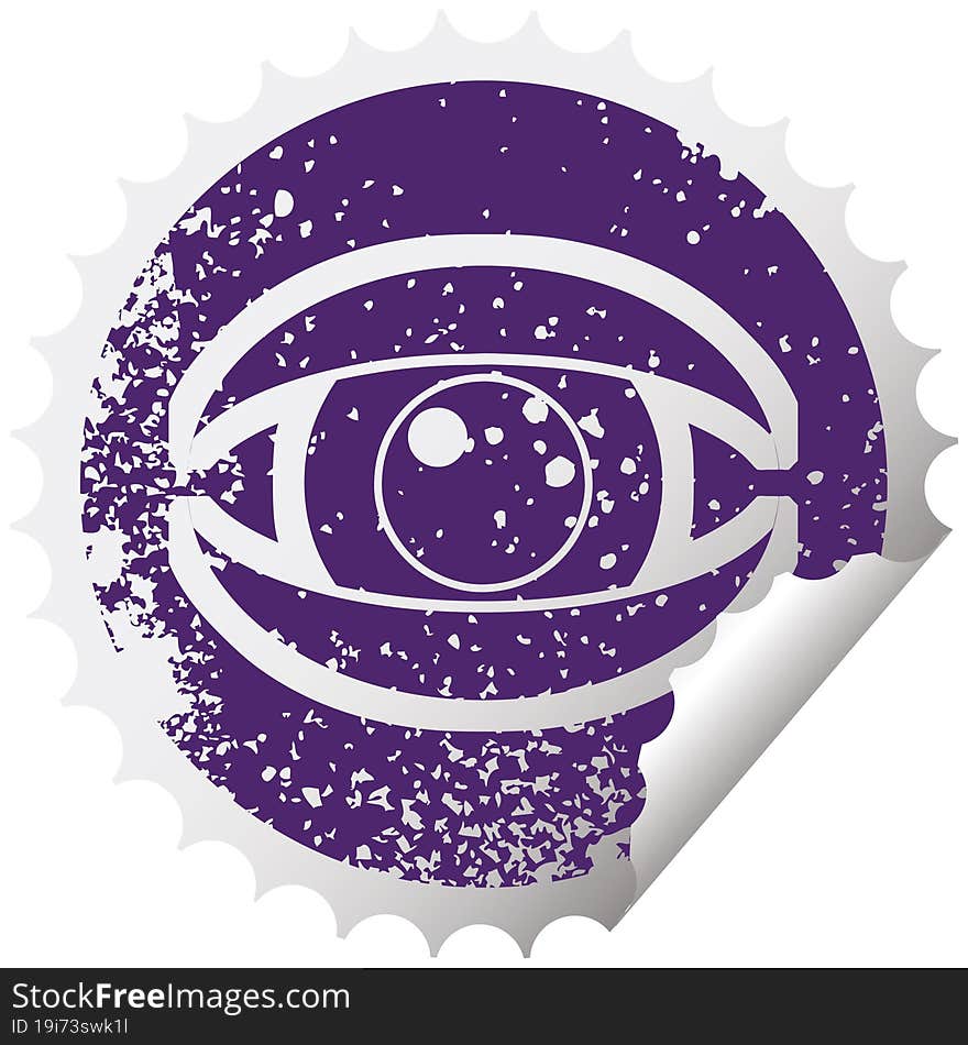 staring eye graphic distressed sticker illustration icon