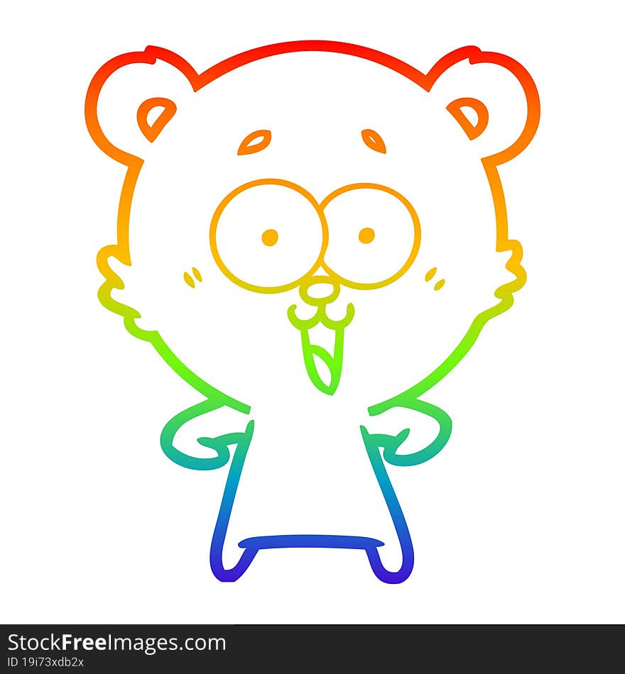 rainbow gradient line drawing of a laughing teddy  bear cartoon