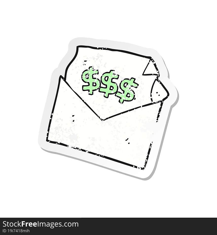 retro distressed sticker of a cartoon bill letter