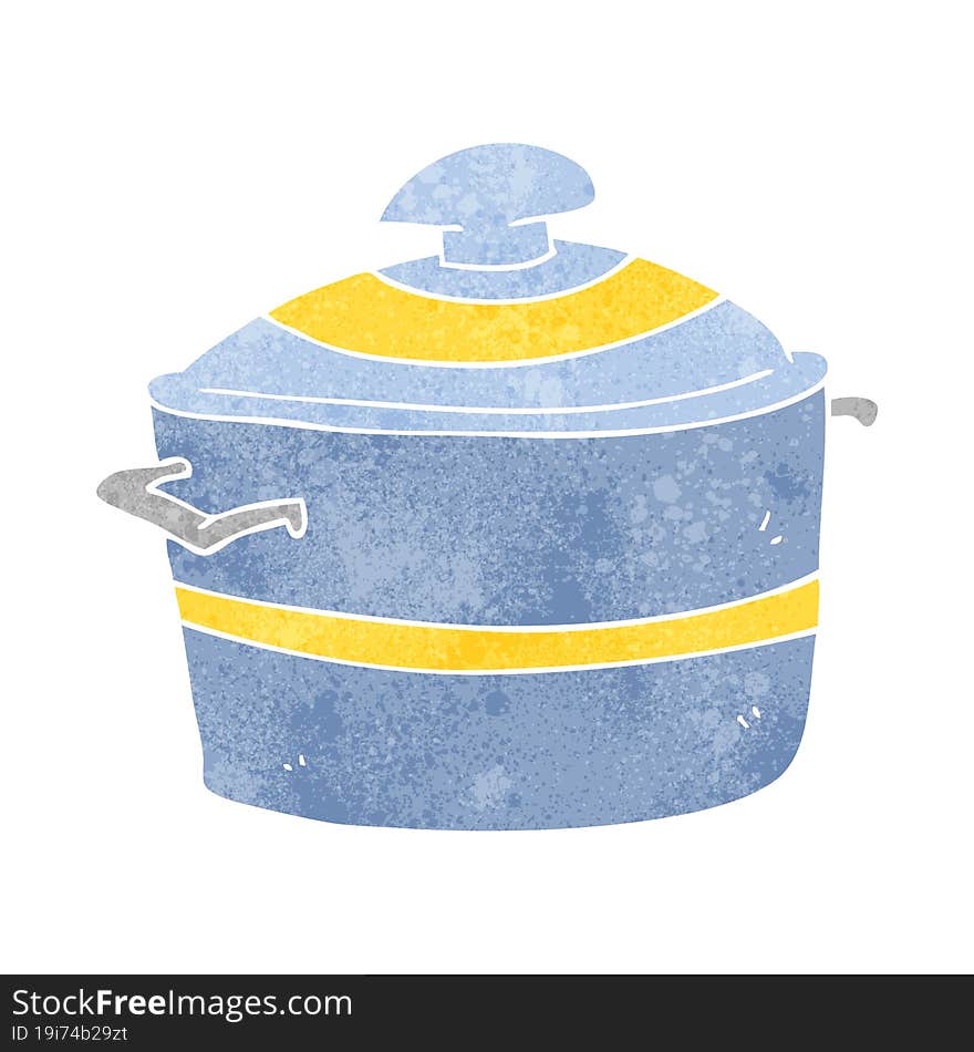 freehand retro cartoon cooking pot