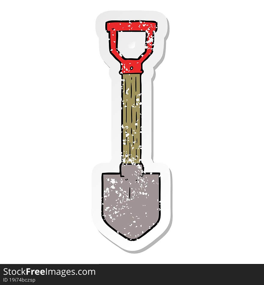 distressed sticker of a cartoon shovel