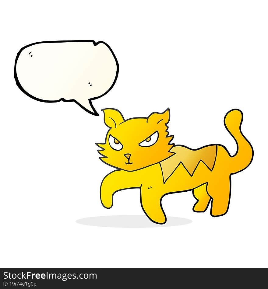 freehand drawn speech bubble cartoon cat