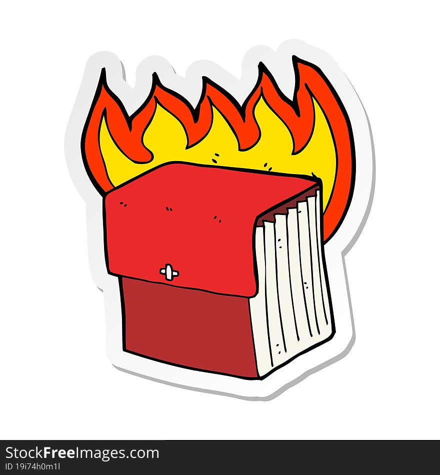 sticker of a cartoon burning business files