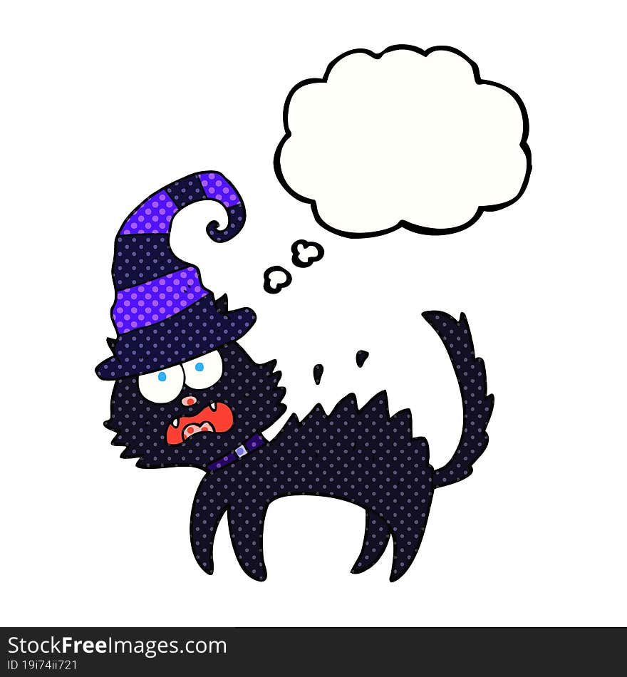 thought bubble cartoon scared black cat