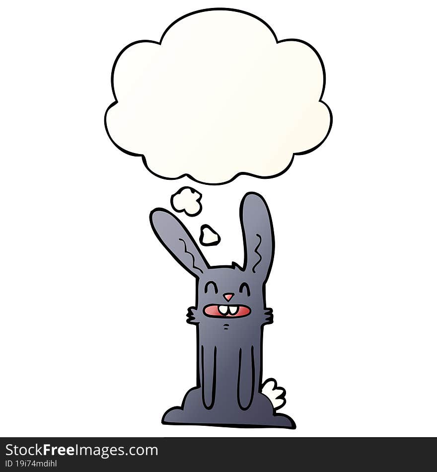 Cartoon Rabbit And Thought Bubble In Smooth Gradient Style