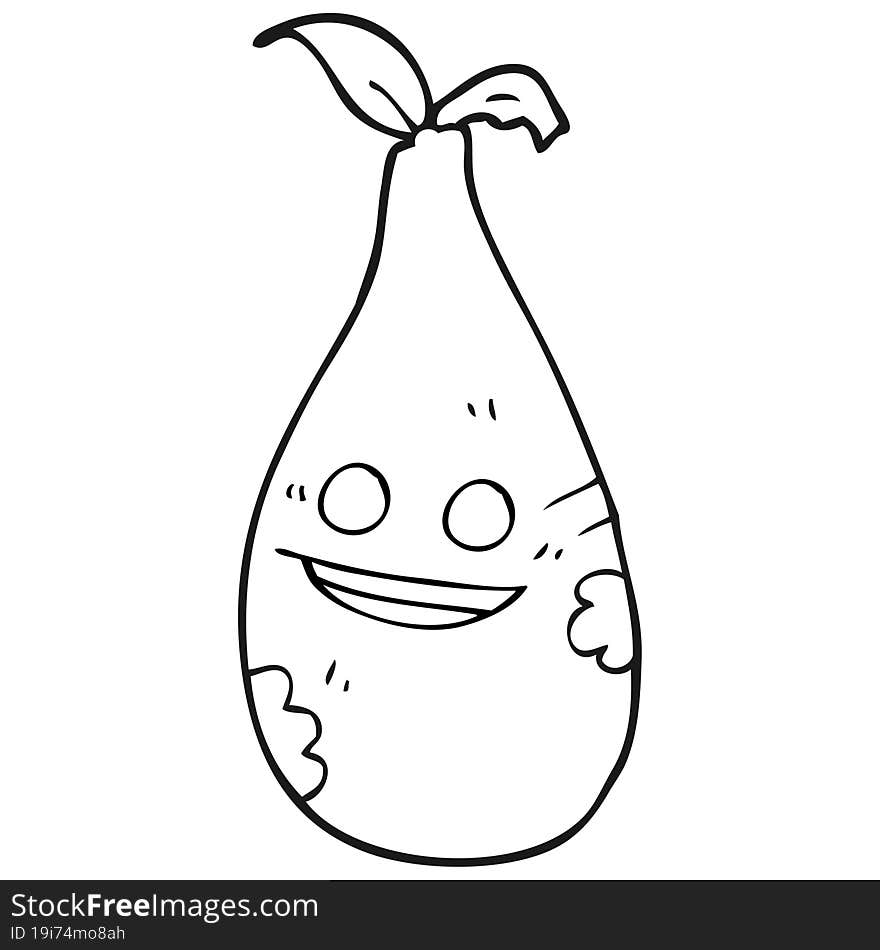 black and white cartoon pear