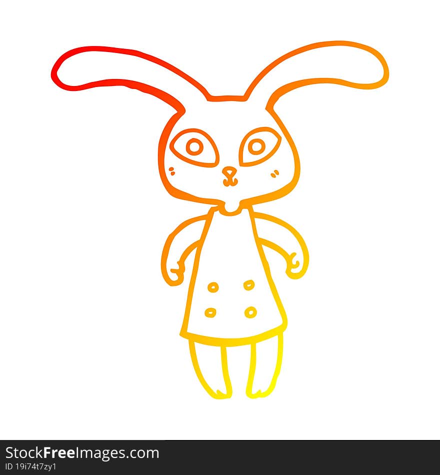 warm gradient line drawing cute cartoon rabbit