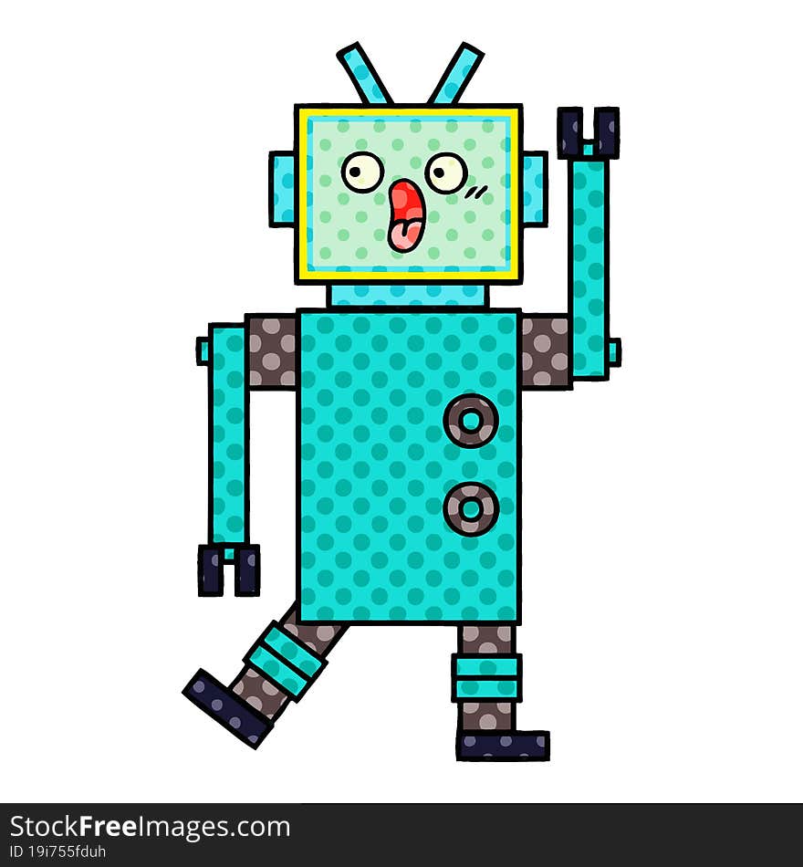 comic book style cartoon of a robot