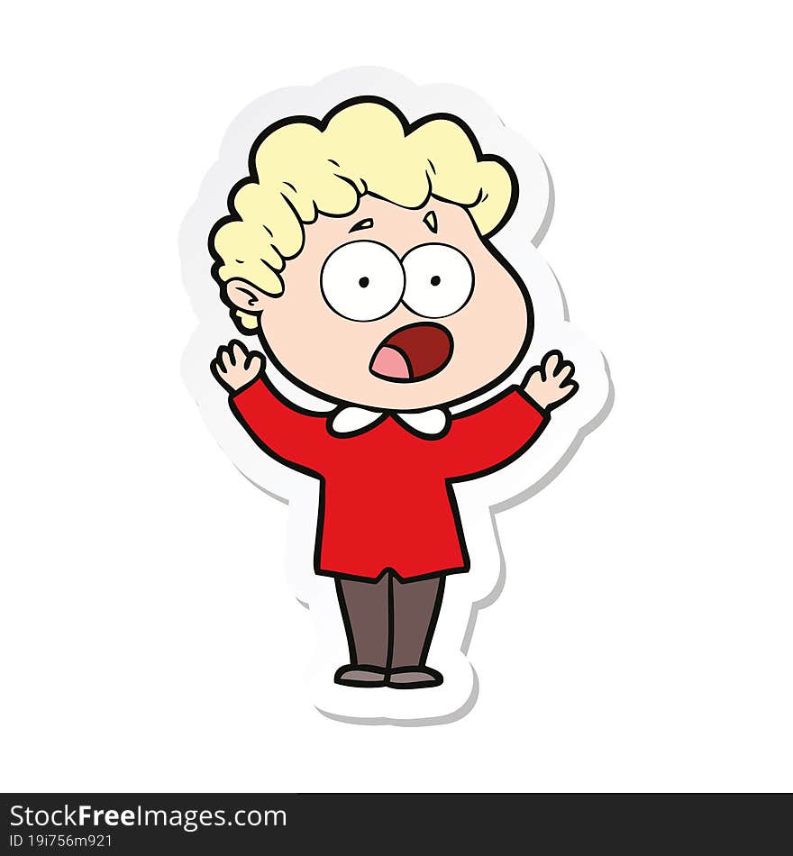 sticker of a cartoon man gasping in surprise