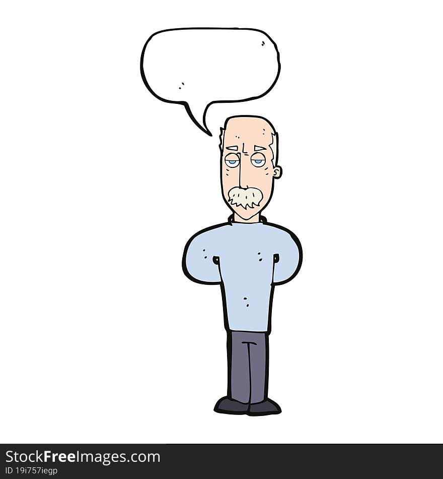 cartoon annoyed balding man with speech bubble