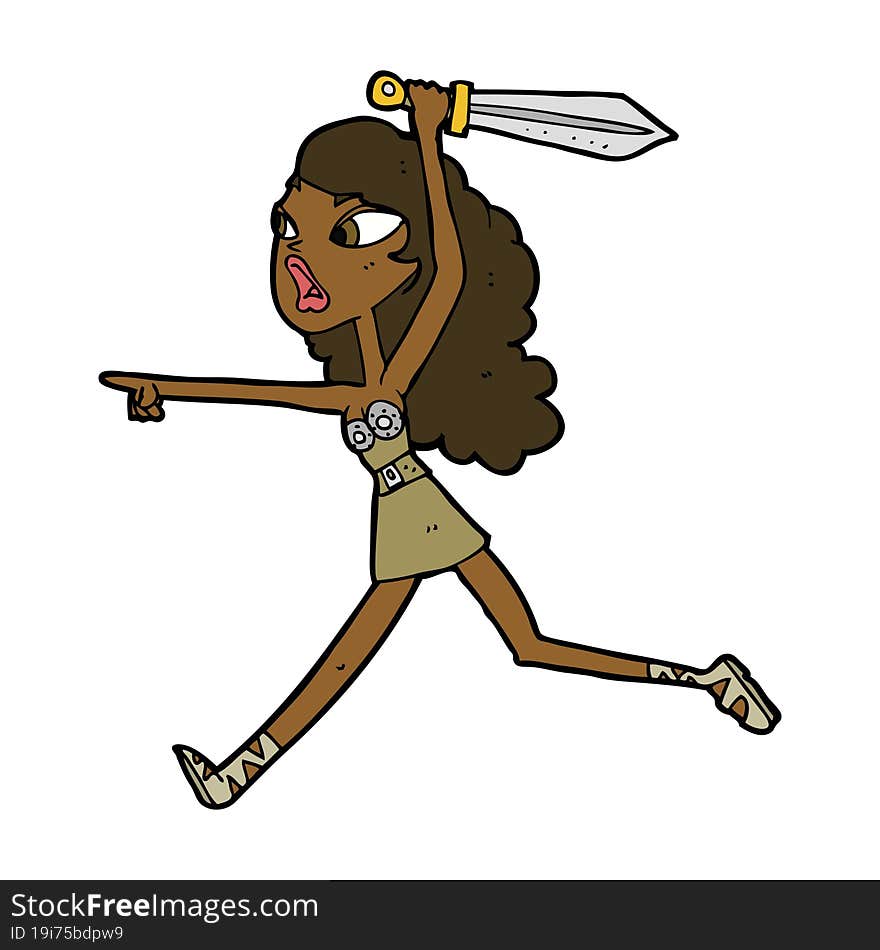 cartoon girl with sword