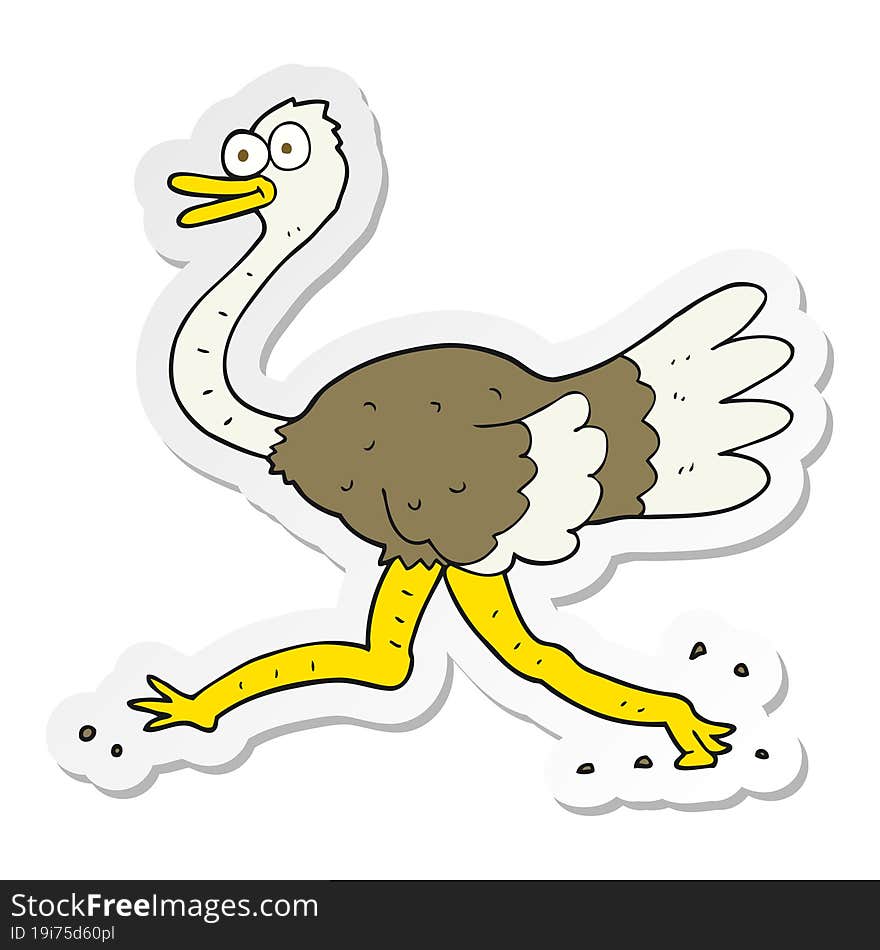 sticker of a cartoon ostrich