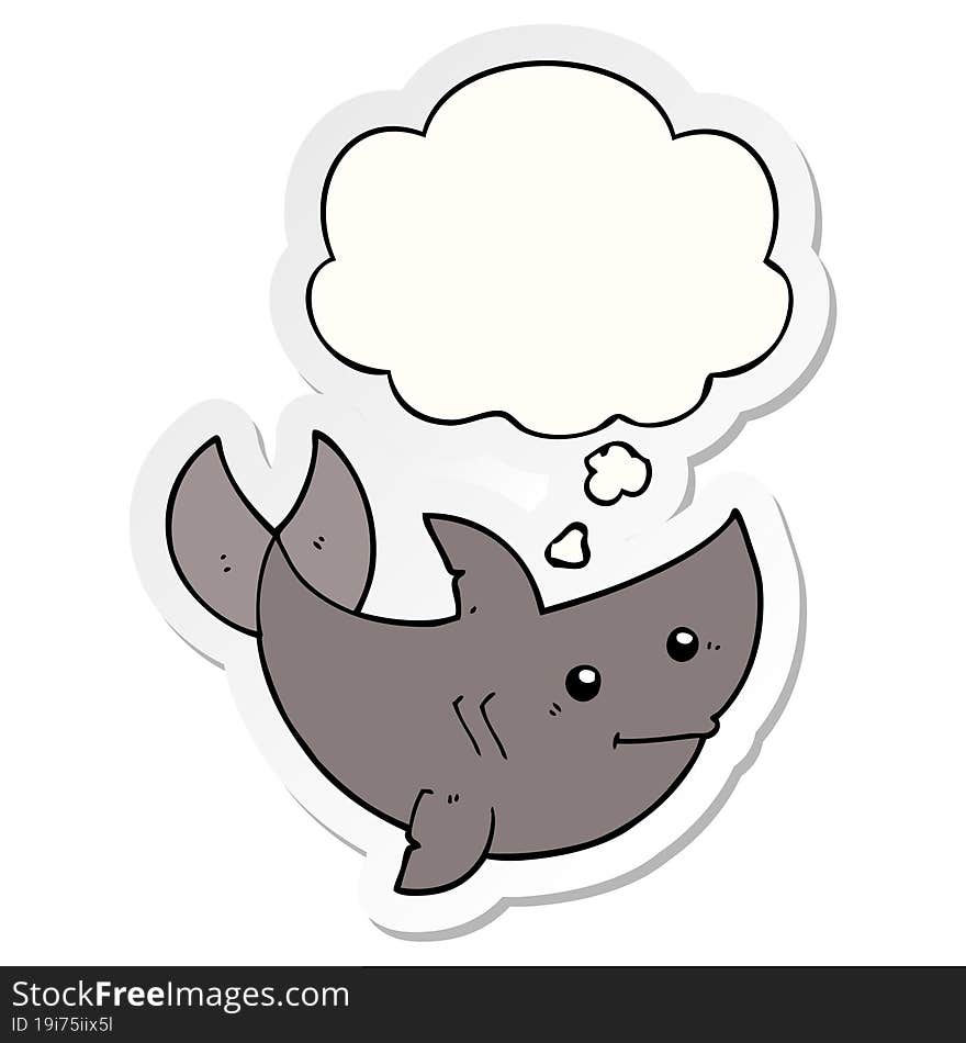 cartoon shark and thought bubble as a printed sticker