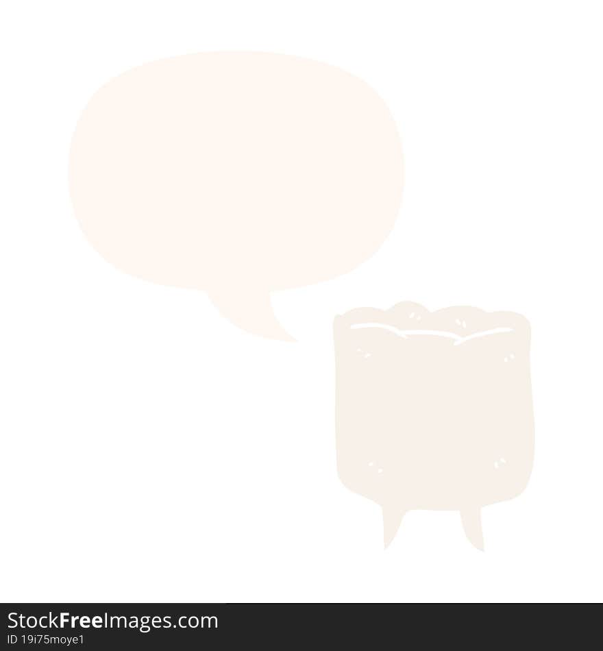 Cartoon Tooth And Speech Bubble In Retro Style