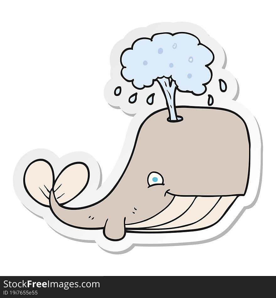 sticker of a cartoon whale spouting water