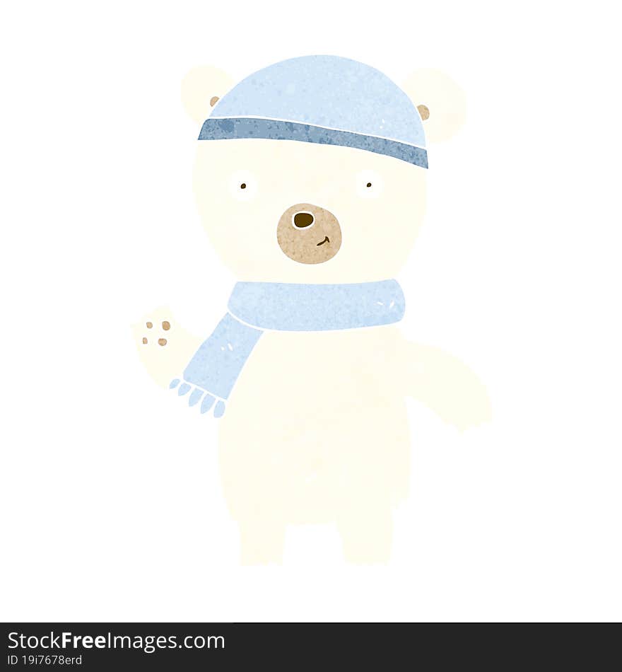 cartoon waving polar bear