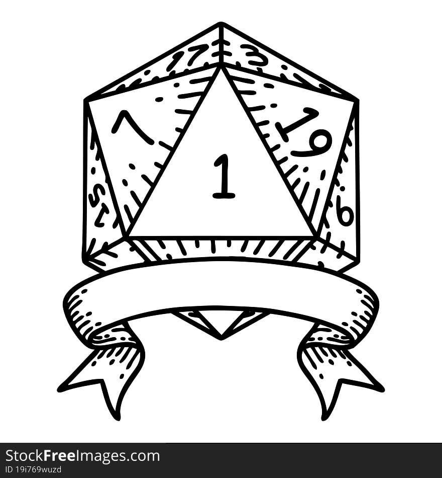 natural one d20 dice roll illustration