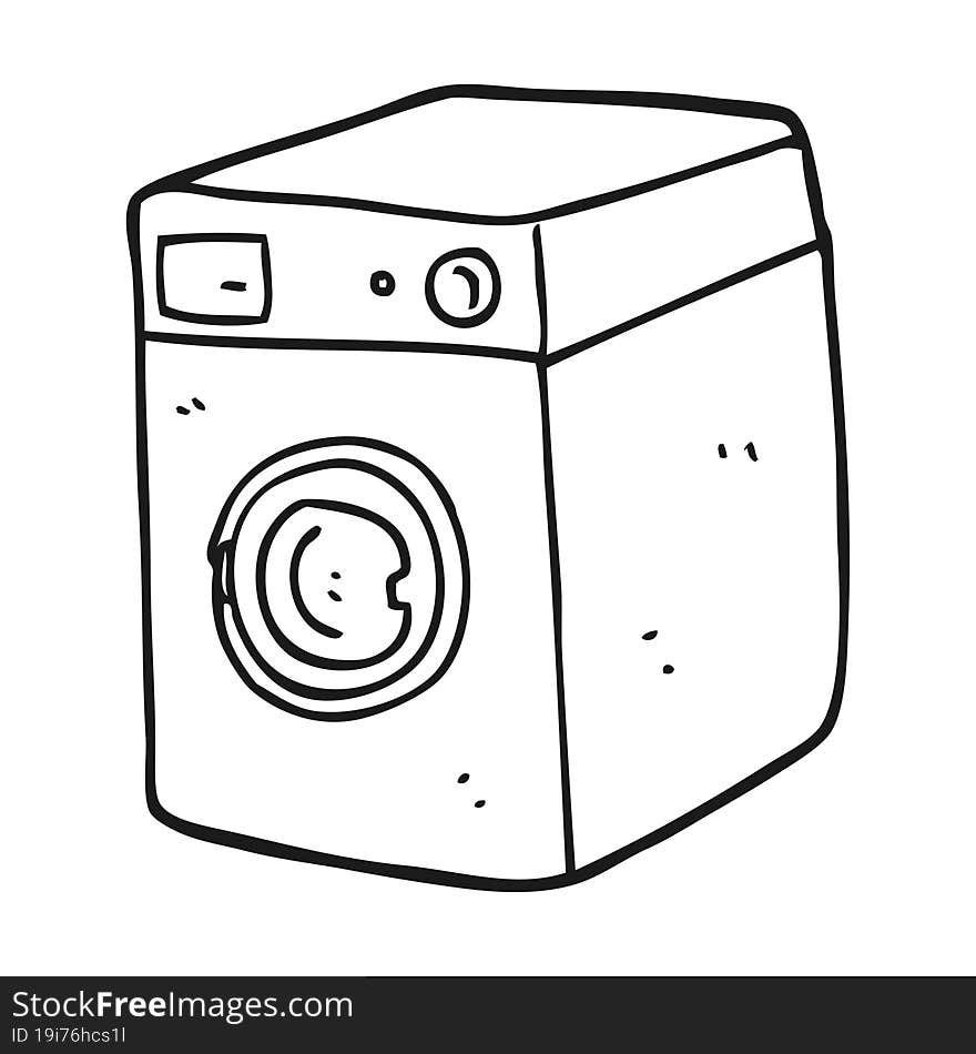 black and white cartoon washing machine