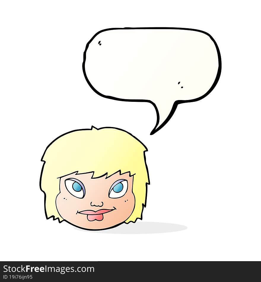 cartoon female face with speech bubble