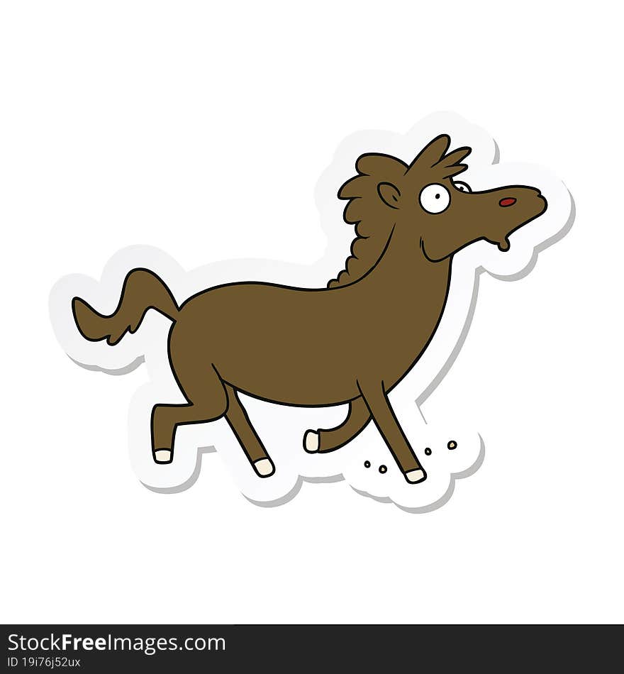 sticker of a cartoon running horse