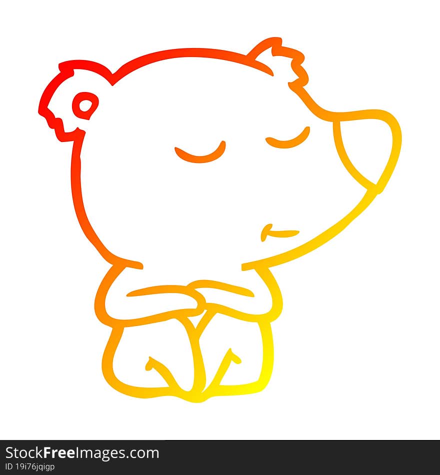 warm gradient line drawing happy cartoon polar bear