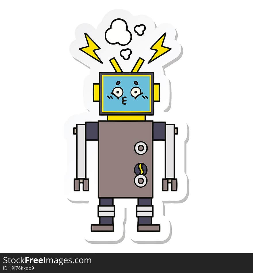 Sticker Of A Cute Cartoon Robot