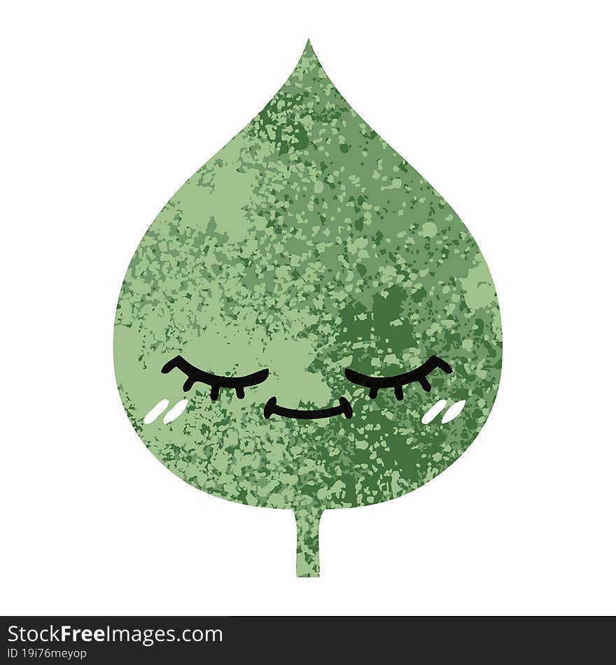 retro illustration style cartoon of a expressional leaf