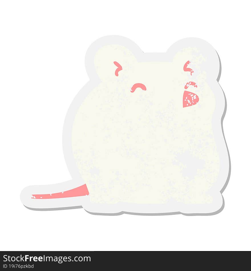 cartoon white mouse grunge sticker