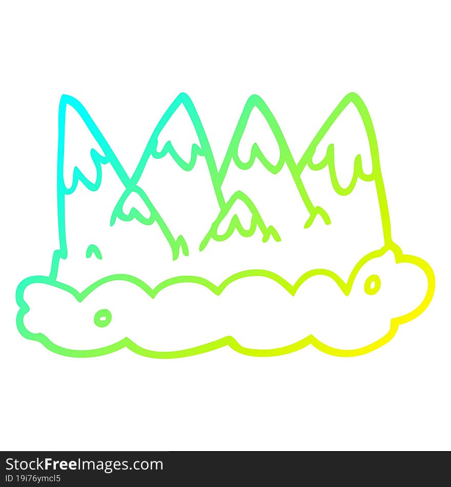 cold gradient line drawing cartoon mountains