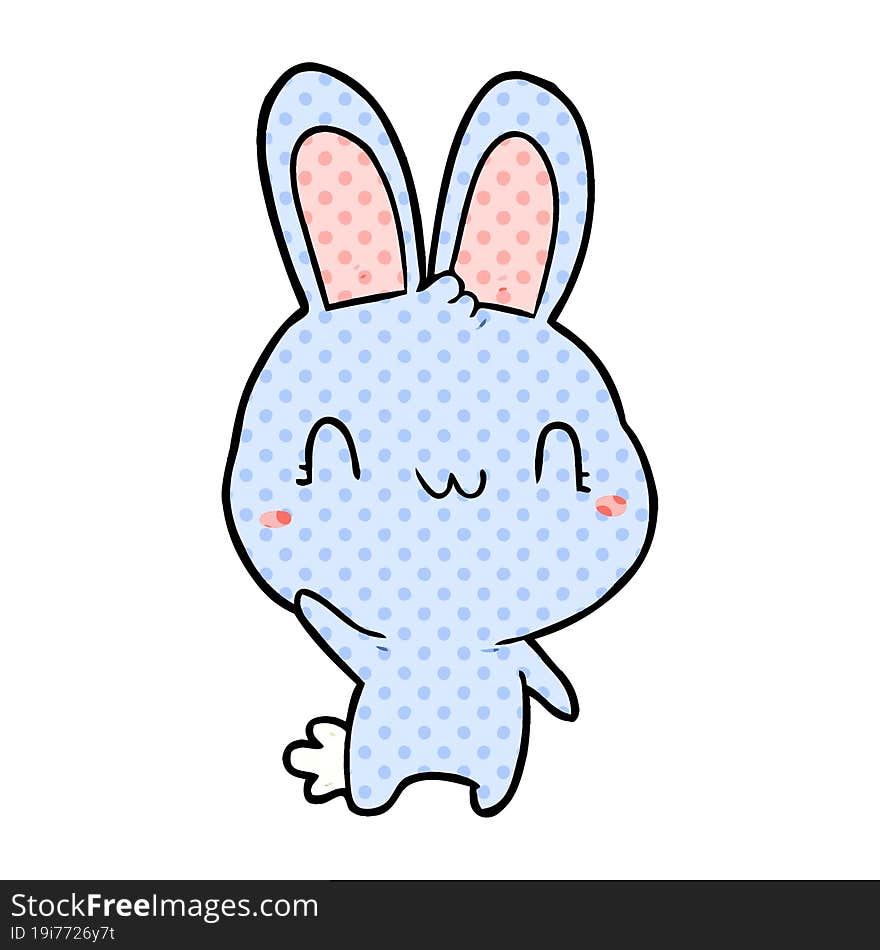 cute cartoon rabbit waving. cute cartoon rabbit waving