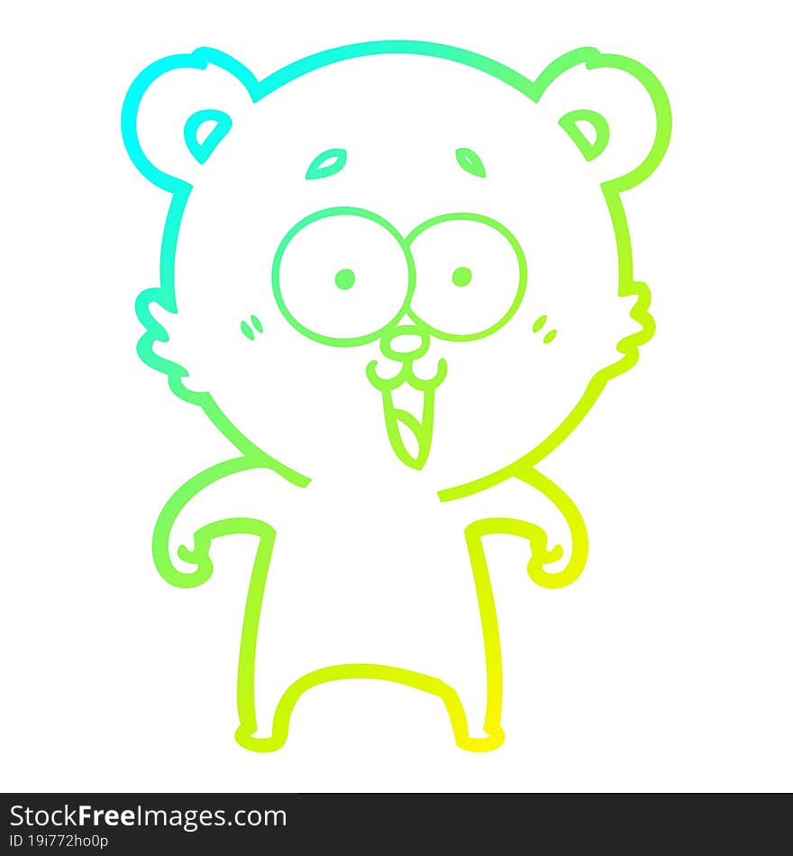 Cold Gradient Line Drawing Laughing Teddy  Bear Cartoon