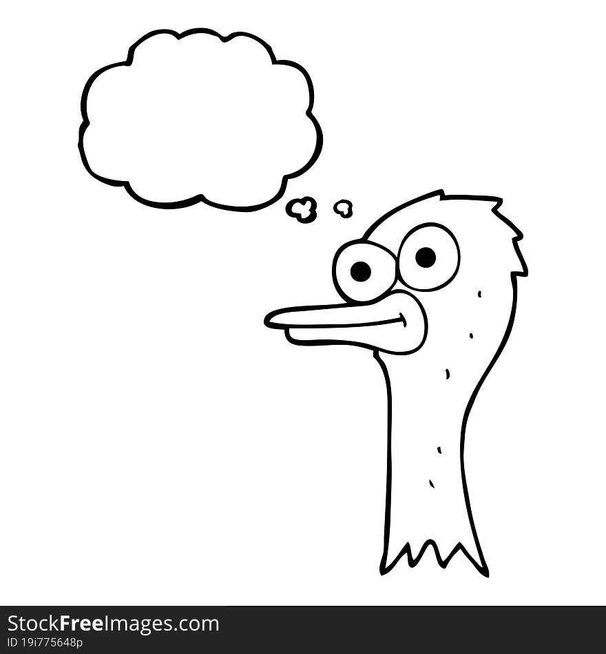 Thought Bubble Cartoon Ostrich Head