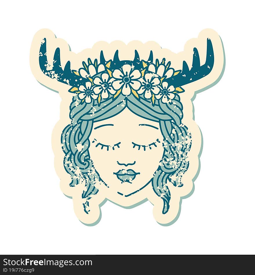 Human Druid Character Face Grunge Sticker