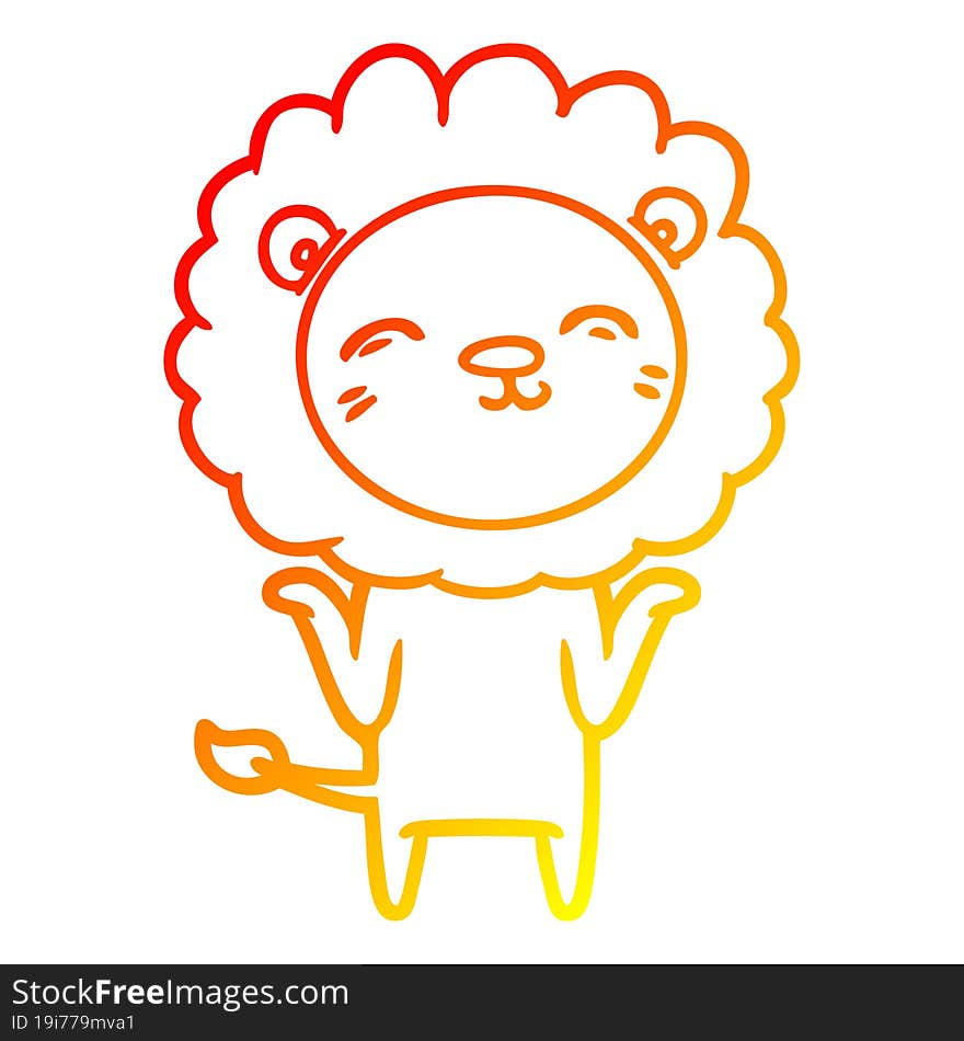 warm gradient line drawing of a cartoon lion